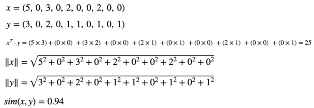 mathematical derivation of cosine similarity