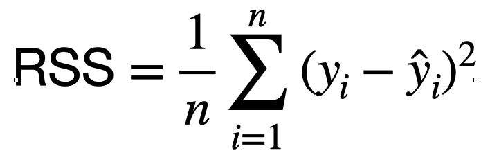 Residual sum of squares equation