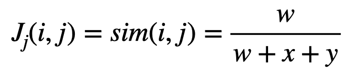 equation jaccard similarity for asymmetric binary variables