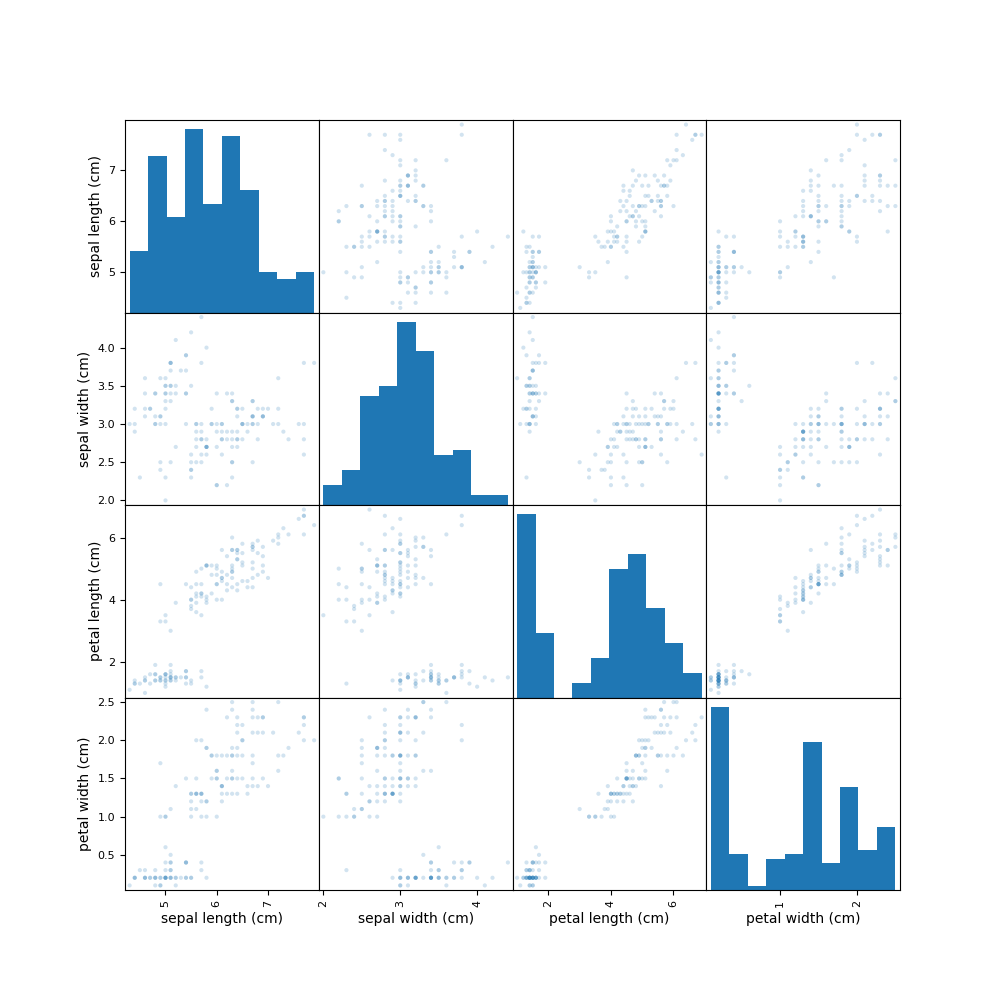 scatter matrix for iris dataset