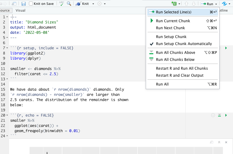  Running all Code chunks using RStudio